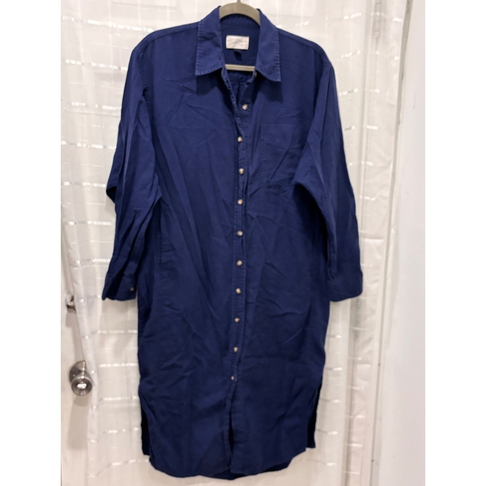 Universal Thread Navy Blue Cotton Button Down Midi Shirt Dress Small